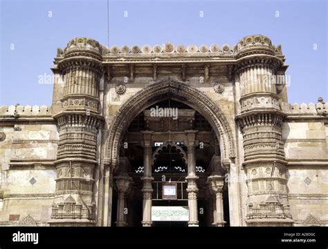 The Ornately Carved Entrance Of The Jama Or Jami Masjid Ahmedabad India