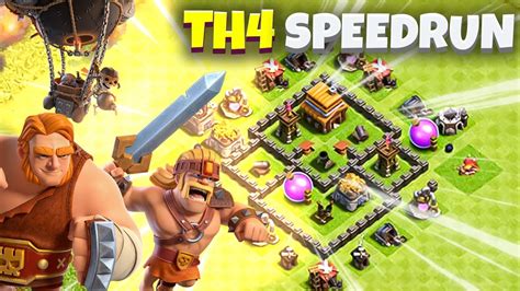 Town Hall 4 Speedrun With Super Troops Th4 Max Base Vs Super Troops Clash Of Clans Youtube