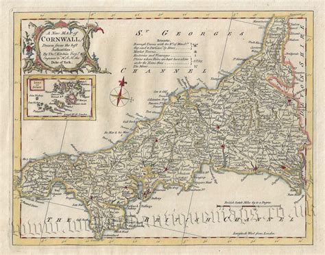 A New Map Of Cornwall Drawn From The Best Authorities By Thomas Kitchin C 1764 Welland