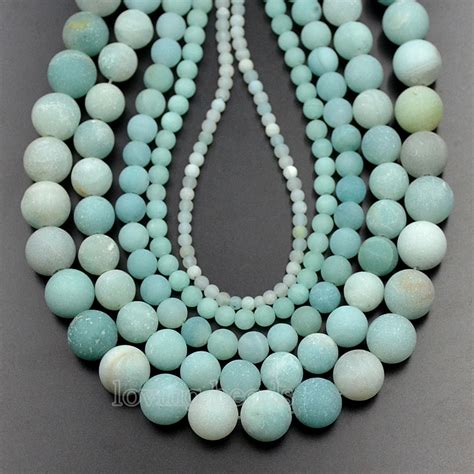 5strands Lot Blue Amazonite Matte Frosted Gems Stone Round Spacer Beads