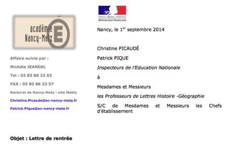 Lettre de rentrée 2014 2015 Lettres Histoire Géographie et EMC en