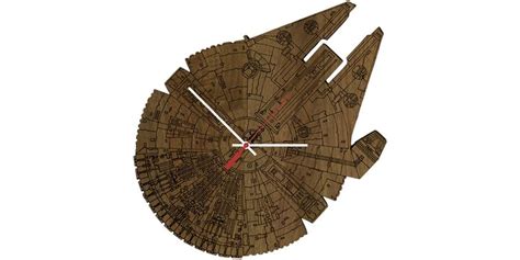 Millennium Falcon Wooden Engraved Clock Colors