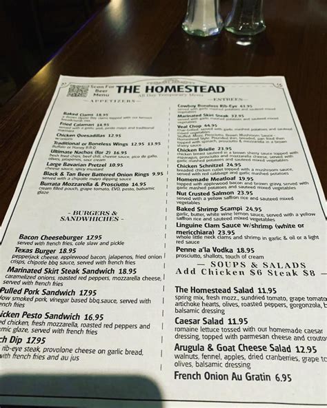 Menu At The Homestead Restaurant Farmingdale