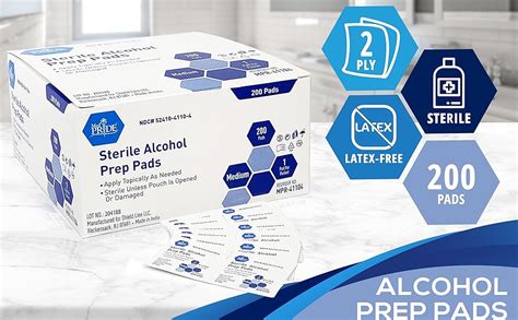 Med Pride Alcohol Prep Pads 200 Pack Medical Grade