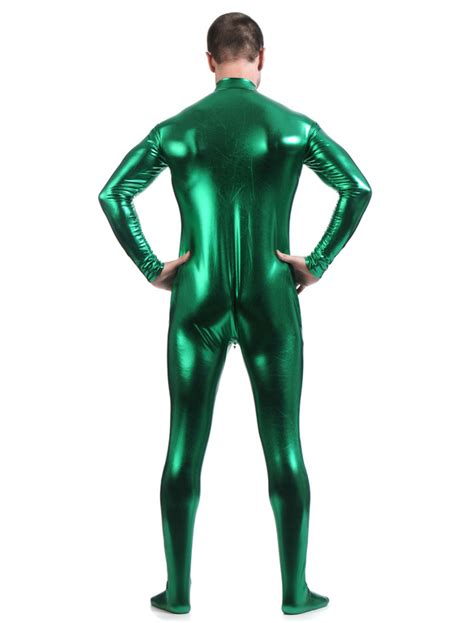 Faschingskost M Dunkel Gr N Gl Nzend Metallisch Cosplay Zentai Anzug