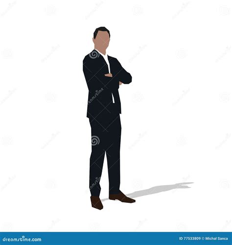 Businessman Standing With Folded Arm Stock Vector Illustration Of