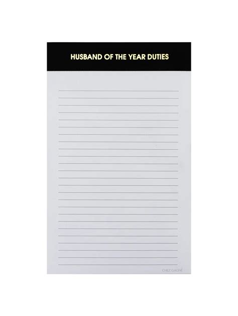 Chez Gagne Letterpress Husband Of The Year Notepad Over The Rainbow Canada