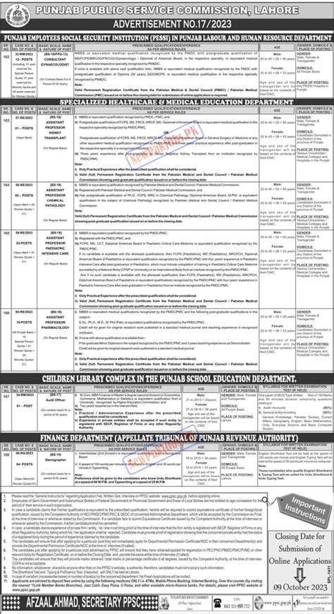 Punjab Public Service Commission PPSC Ad 17 Jobs 2023