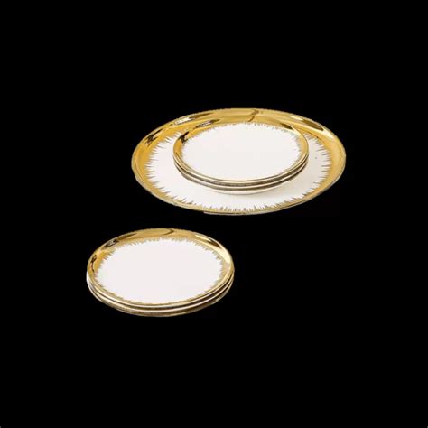 Momaz 7Pcs Porcelain White Gold Cake Plates Set Freeshop