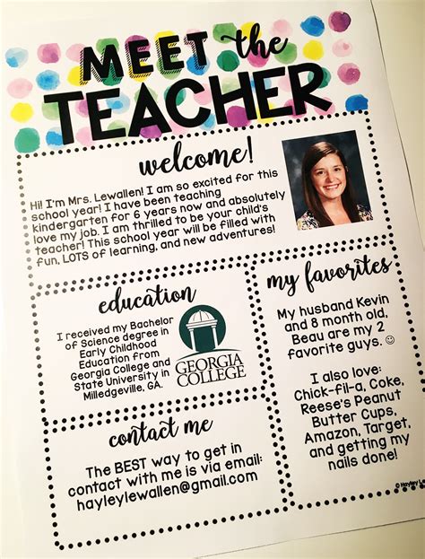 Editable Meet The Teacher Template Watercolor Classroom Meet The