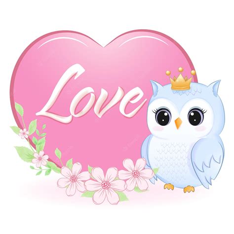 Premium Vector Cute Owl And Heart Valentines Day Concept