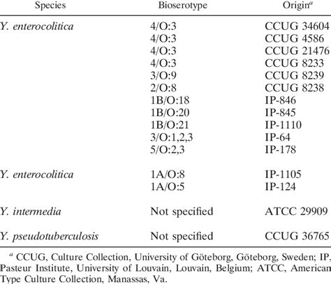 Bioserotypes Of Y Enterocolitica And Y Pseudotuberculosis Reference Download Table