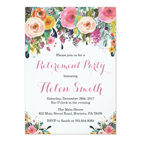 Floral Retirement Party Invitation Card