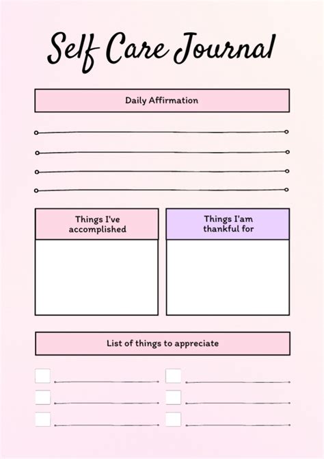 Self Care Journal In Pink Online Planner Notepad Template Vistacreate