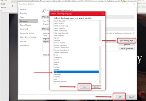 how to change language in powerpoint