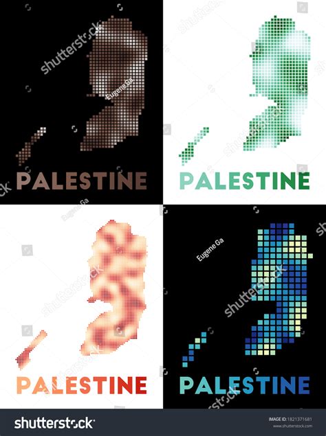 Palestine Map Collection Map Palestine Dotted Stock Vector (Royalty ...