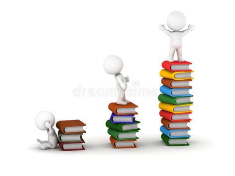 3d Man Reading Book Sitting On Stack Of Books Stock Illustration