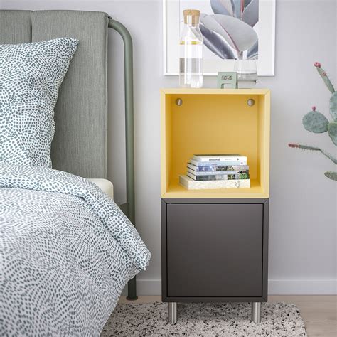 Eket Cabinet Combination With Legs Dark Grey Pale Yellowmetal Ikea