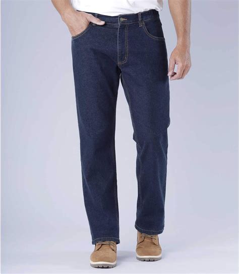 Mens Faded Blue Stretch Jeans Elasticated Waist Atlas For Men