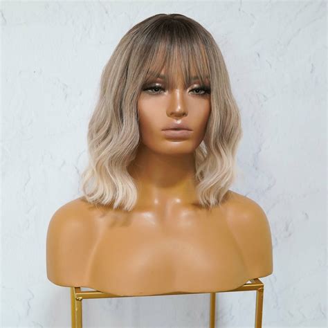 Hayley Ombre Three Tone Fringe Wig Blonde Wigs Ombre Balayage Wigs Milk And Honey Milk