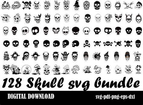 Skull Svg Bundle Skull Png Files Sugar Skulls Svg Instant Download Etsy