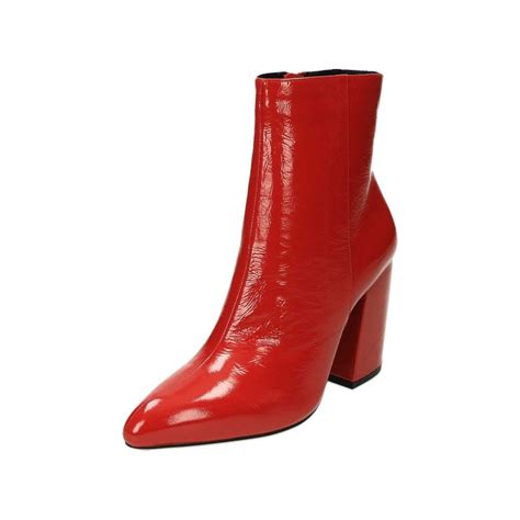 Shellys London Red Patent Leather Ankle Boots Block High Heel Ladies Footwear From Jenny Wren