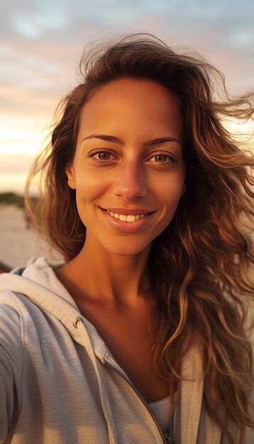 Premium Photo Young Woman Taking Selfie On The Beach Woman Taking