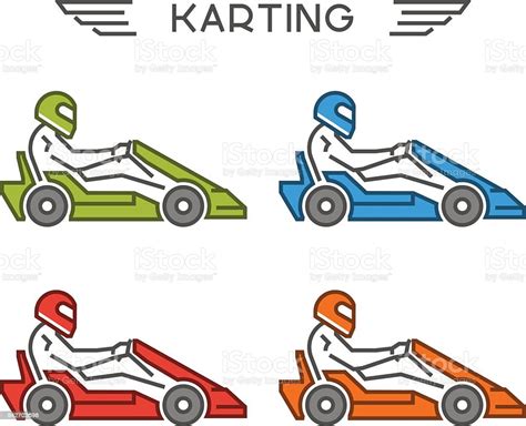 Garis Besar Pergi Simbol Kart Ikon Karting Garis Vektor Ilustrasi Stok