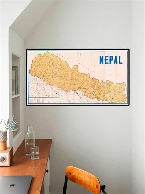 Nepal Art Print Nepal Map Year Vintage Nepal Poster Nepal Wall