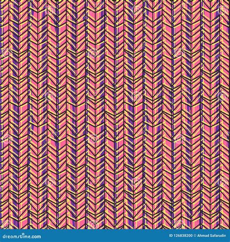 Multicolor Trendy Chevron Hand Drawn Seamless Pattern For Textile Print