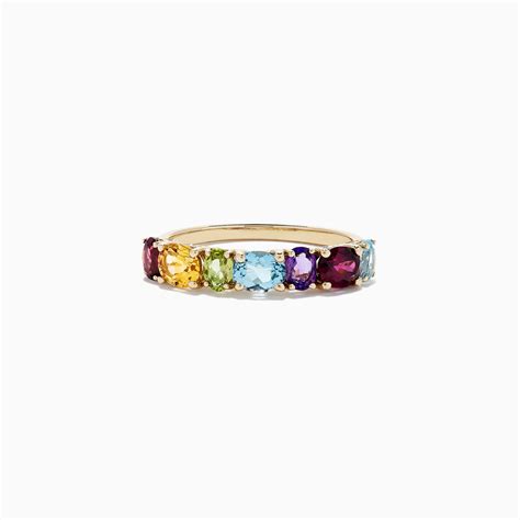 Effy Mosaic 14k Yellow Gold Multi Gemstone Ring 190 Tcw