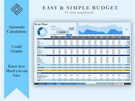 Budget Spreadsheet Excel Budget Template Customizable Categories ...