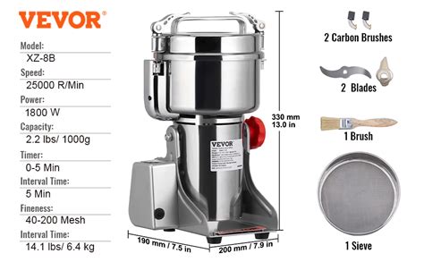 Vevor G Electric Grain Mill Grinder High Speed W Commercial