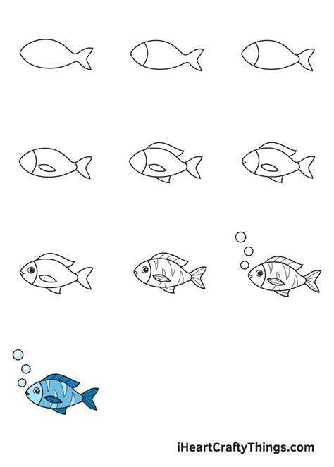 how to draw a basic fish
