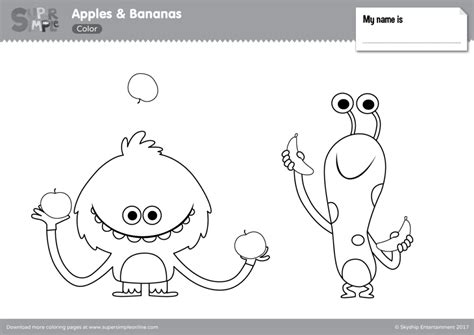 Apples & Bananas Coloring Pages - Super Simple