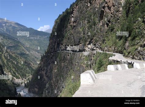 Treacherous Mountain Roads In Kinnaur Himachal Pradesh India Stock