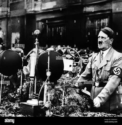 Reich Chancellor Adolf Hitler on May 1, 1933, during a radio speech on ...