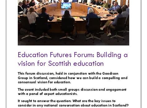 Pdf Of Education Futures Forum Building A Vision For Scottish