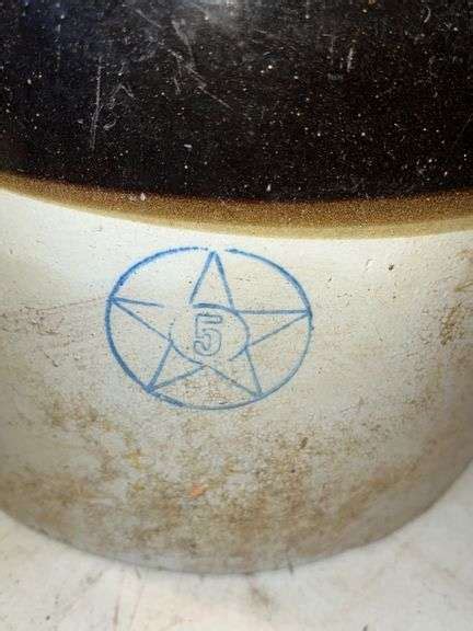 Antique Blue Star 2 Toned 5 Gallon Crock Baer Auctioneers Realty Llc