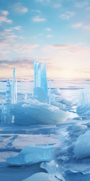 Premium Photo Surreal Ice Castles A Realistic Sculptural Installation