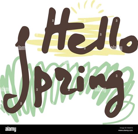 Hallo Frühling Hand skizziert Logo Abzeichen Typografie Symbol