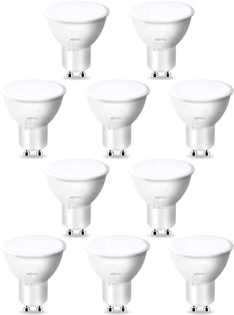 Rottyi Gu10 Led Light Bulbs6500k Daylight White 5w 450lm Energy Saving Light Bulb50w Halogen