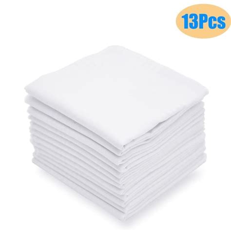 EEEkit 13pcs Soft Pure Cotton Handkerchiefs 15 X15 White Classic