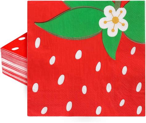 Kamiilah 80 Pack Watercolor Strawberry Napkins 43×78 Inch Disposable Guest Napkins