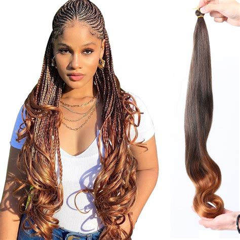 Pre Stretched Inch Loose Wavy Braiding Hair Hot Water Setting Yaki