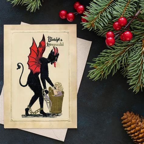 Krampus Holiday Greeting Cards Etsy