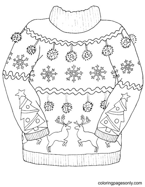 Christmas Sweater Coloring Pages Coloringpagesonly