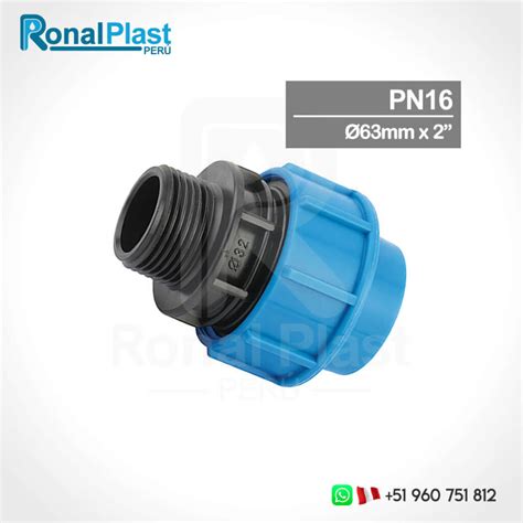 Adaptador Roscado Macho Irriplast HDPE De 63mm X 2 PN16 Ronal