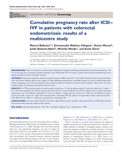 Pdf Cumulative Pregnancy Rate After Icsiivf In Patients With