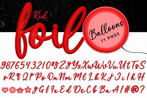 Red Foil Balloon Script Alphabet Clip Art